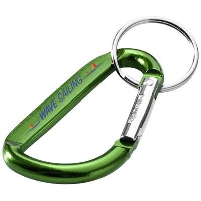 Branded Promotional TIMOR CARABINER KEYRING CHAIN in Green Keyring From Concept Incentives.