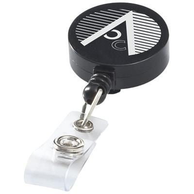 Branded Promotional LECH ROLLER CLIP in Black Solid Pull Reel Pass Holder From Concept Incentives.