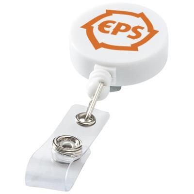 Branded Promotional LECH ROLLER CLIP in White Solid Pull Reel Pass Holder From Concept Incentives.