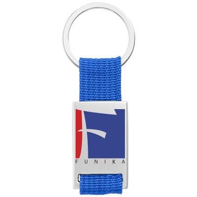 Branded Promotional ALVARO WEBBING KEYRING CHAIN in Silver-royal Blue Keyring From Concept Incentives.