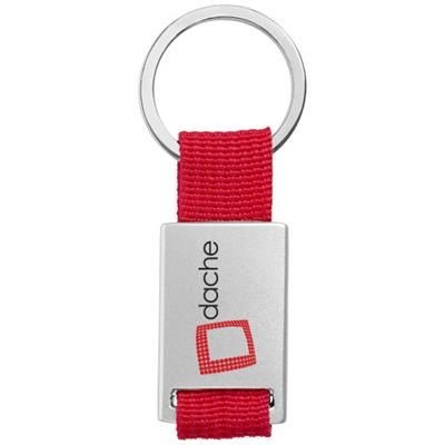 Branded Promotional ALVARO WEBBING KEYRING CHAIN in Silver-red Keyring From Concept Incentives.