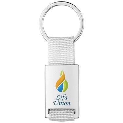 Branded Promotional ALVARO WEBBING KEYRING CHAIN in Silver-white Solid Keyring From Concept Incentives.