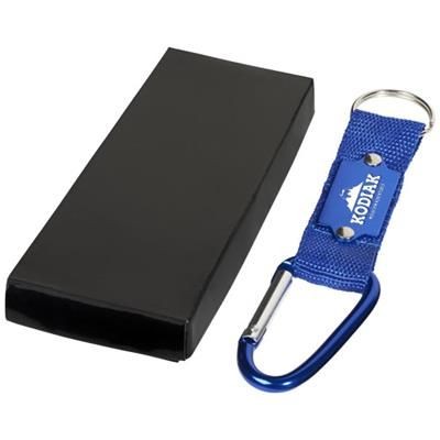 Branded Promotional STRAP CARABINER KEYRING CHAIN in Blue Keyring From Concept Incentives.