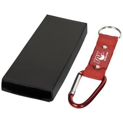 Branded Promotional STRAP CARABINER KEYRING CHAIN in Red Keyring From Concept Incentives.