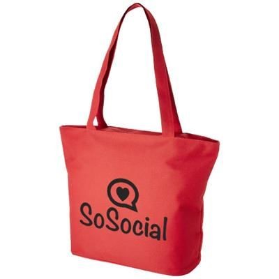 Branded Promotional PANAMA ZIPPERED TOTE BAG in White Solid Beach Bag From Concept Incentives.