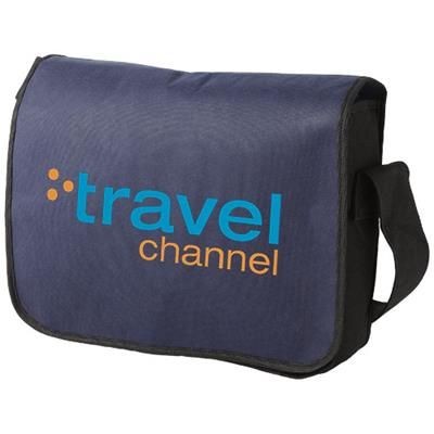 Branded Promotional MISSION NON-WOVEN MESSENGER BAG in Navy Bag From Concept Incentives.