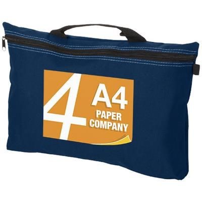 Branded Promotional ORLANDO ZIPPERED CONFERENCE BAG with Pen-Loop in Navy Bag From Concept Incentives.