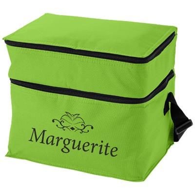 Branded Promotional OSLO 2-ZIPPERED COMPARTMENTS COOL BAG in Lime Cool Bag From Concept Incentives.