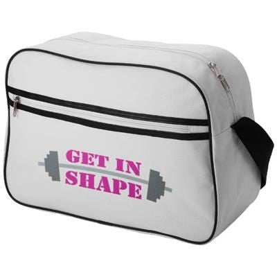 Branded Promotional SACRAMENTO 2-STRIPE MESSENGER BAG in White Solid Bag From Concept Incentives.