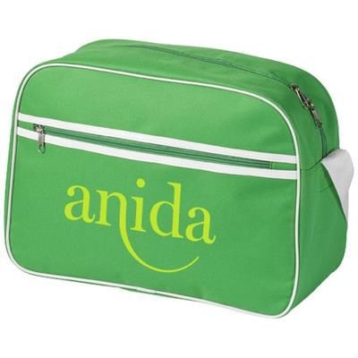 Branded Promotional SACRAMENTO 2-STRIPE MESSENGER BAG in Bright Green Bag From Concept Incentives.