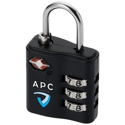 Branded Promotional KINGSFORD TSA-COMPLIANT LUGGAGE LOCK in Black Solid Lock From Concept Incentives.