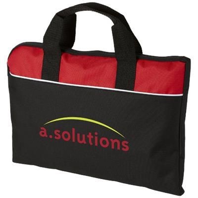Branded Promotional TAMPA CONFERENCE BAG in Black Solid-red Bag From Concept Incentives.