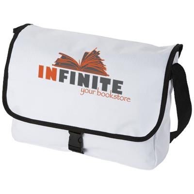 Branded Promotional OMAHA SHOULDER BAG in White Solid Bag From Concept Incentives.