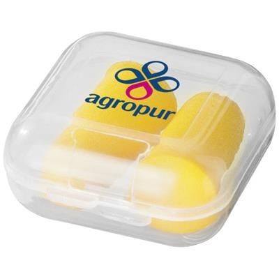 Branded Promotional SERENITY EARPLUGS with Travel Case in Yellow Ear Plugs From Concept Incentives.