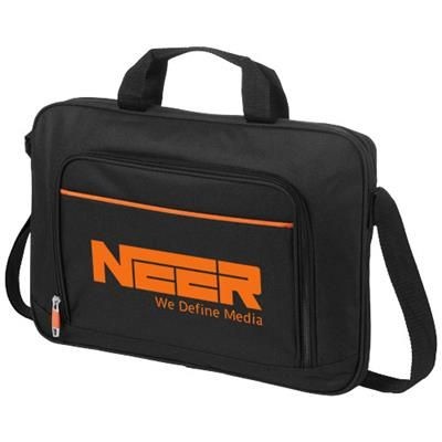 Branded Promotional HARLEM 14 LAPTOP CONFERENCE BAG in Black Solid-orange Bag From Concept Incentives.