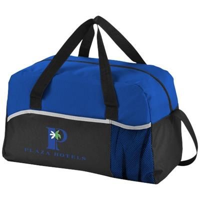 Branded Promotional ENERGY DUFFLE BAG in Black Solid-royal Blue Bag From Concept Incentives.