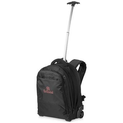 Branded Promotional LYNS 17 LAPTOP TROLLEY BACKPACK RUCKSACK in Black Solid Bag From Concept Incentives.