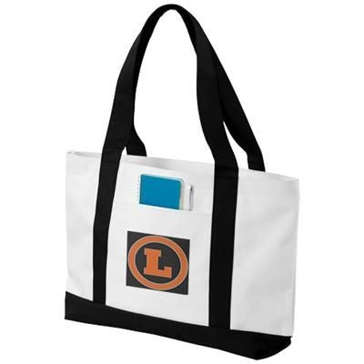 Branded Promotional MADISON TOTE BAG in White Solid-black Solid Bag From Concept Incentives.
