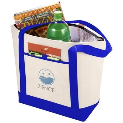 Branded Promotional LIGHTHOUSE NON-WOVEN COOLER TOTE in Natural-black Solid Bag From Concept Incentives.