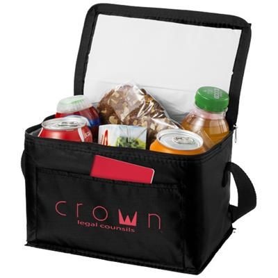 Branded Promotional KUMLA SLASH POCKET LUNCH COOL BAG in Black Solid Cool Bag From Concept Incentives.