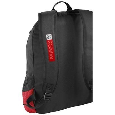 Branded Promotional BENTON 15 LAPTOP BACKPACK RUCKSACK with Headphones Port in Black Solid-red Bag From Concept Incentives.
