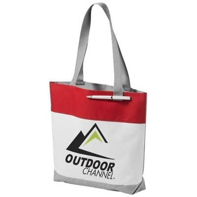 Branded Promotional BLOOMINGTON COLOUR-BLOCK CONVENTION TOTE BAG in White Solid-black Solid Bag From Concept Incentives.