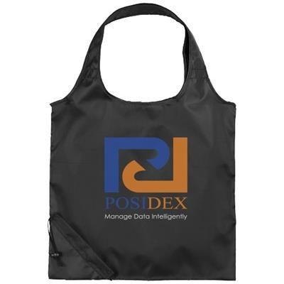 Branded Promotional BUNGALOW FOLDING TOTE BAG in Black Solid Bag From Concept Incentives.