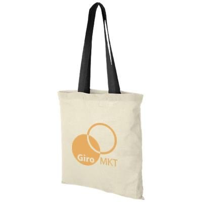Branded Promotional NEVADA 100 G-M¬≤ COTTON TOTE BAG COLOUR HANDLES in Natural-black Solid Bag From Concept Incentives.