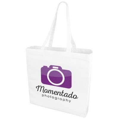 Branded Promotional ODESSA 220 G-M¬≤ COTTON TOTE BAG in White Solid Bag From Concept Incentives.