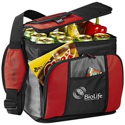 Branded Promotional EASY-ACCESS 24-CAN COOL BAG in Red-black Solid Cool Bag From Concept Incentives.