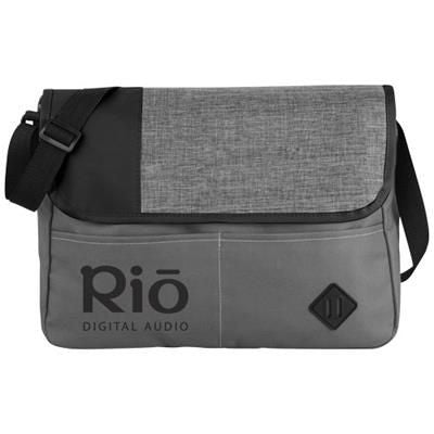 Branded Promotional OFFSET MESSENGER BAG in Grey-black Solid Bag From Concept Incentives.