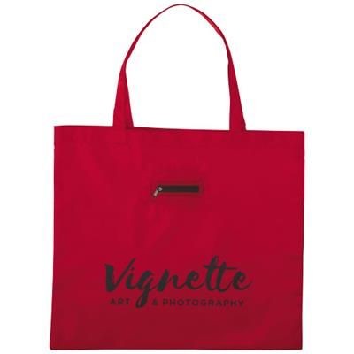 Branded Promotional TAKE-AWAY FOLDING SHOPPER TOTE BAG with Keyring Chain in Black Solid Bag From Concept Incentives.