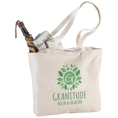 Branded Promotional NINGBO 340 G-M¬≤ ZIPPERED COTTON TOTE BAG in Natural Bag From Concept Incentives.