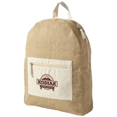 Branded Promotional ORGAN BACKPACK RUCKSACK MADE FROM JUTE in Natural Bag From Concept Incentives.