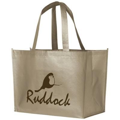 Branded Promotional ALLOY LAMINATED NON-WOVEN SHOPPER TOTE BAG in Nickel Bag From Concept Incentives.