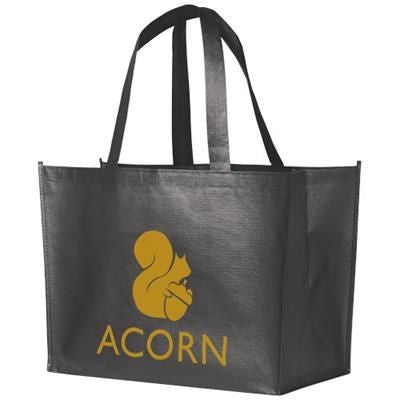 Branded Promotional ALLOY LAMINATED NON-WOVEN SHOPPER TOTE BAG in Steel Grey Bag From Concept Incentives.