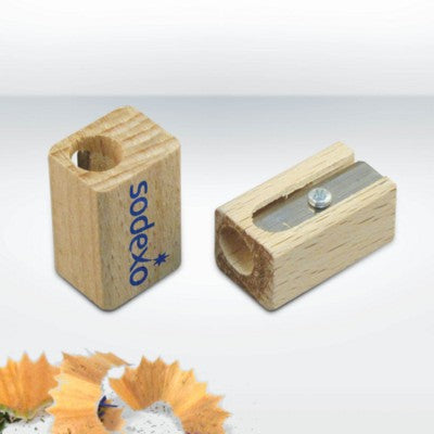 Branded Promotional GREEN & GOOD WOOD SINGLE CAVITY SHARPENER in Natural Pencil Sharpener From Concept Incentives.