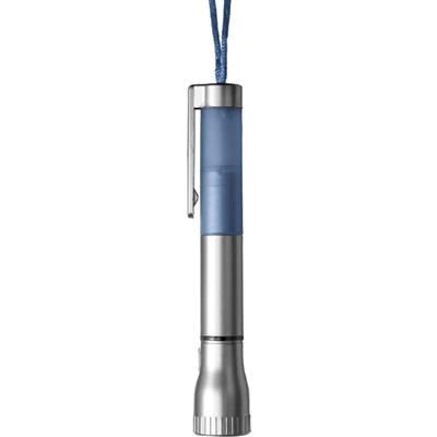 Branded Promotional PLASTIC BALL PEN & LED TORCH in Light Blue Torch From Concept Incentives.