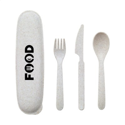 Branded Promotional ECO GUSTO WHEAT STRAW CUTLERY SET Cutlery Set From Concept Incentives.