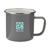 Branded Promotional RETRO SILVER EMAILLE MUG in Grey & Silver Mug From Concept Incentives.