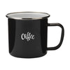 Branded Promotional RETRO SILVER EMAILLE MUG in Black & Silver Mug From Concept Incentives.