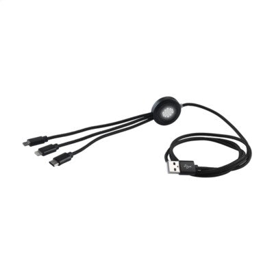 Branded Promotional BRAIDED CABLE 3-IN-1 LIGHT UP CHARGER CABLE in Black Cable From Concept Incentives.