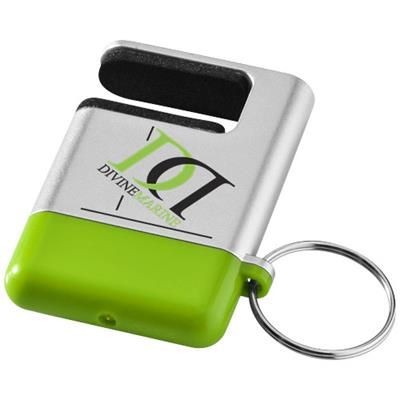 Branded Promotional GOGO SCREEN CLEANER AND SMARTPHONE HOLDER in Silver-lime Green Mobile Phone Stand From Concept Incentives.