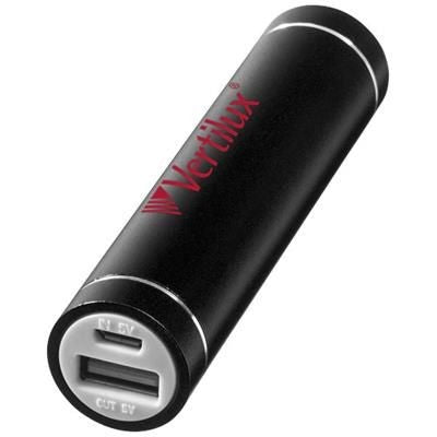 Branded Promotional BOLT 2200 MAH POWER BANK in Black Solid Charger From Concept Incentives.
