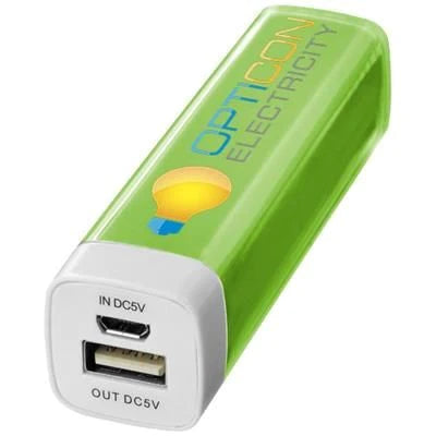Branded Promotional FLASH 2200 MAH POWER BANK in Green Charger From Concept Incentives.