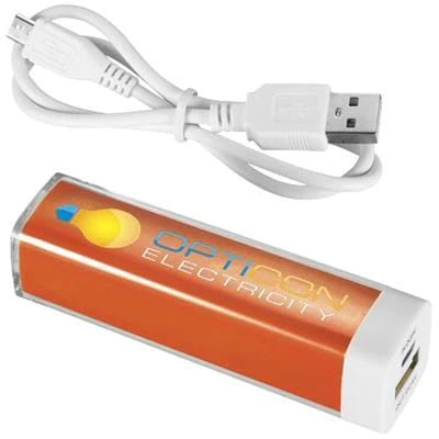 Branded Promotional FLASH 2200 MAH POWER BANK in Orange Charger From Concept Incentives.