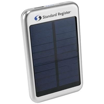Branded Promotional BASK 4000 MAH SOLAR POWER BANK in Silver Charger From Concept Incentives.