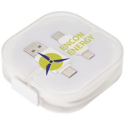 Branded Promotional COLOUR-POP CHARGER CABLE with Case in White Cable From Concept Incentives.