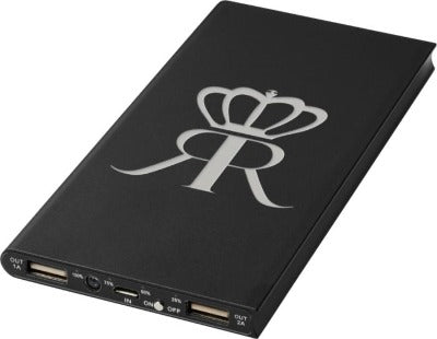 Branded Promotional PLATE 8000 MAH ALUMINIUM METAL POWER BANK in Black Charger From Concept Incentives.