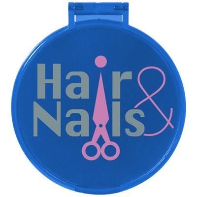 Branded Promotional CARMEN GLAMOUR MIRROR in Clear Transparent Blue Mirror From Concept Incentives.